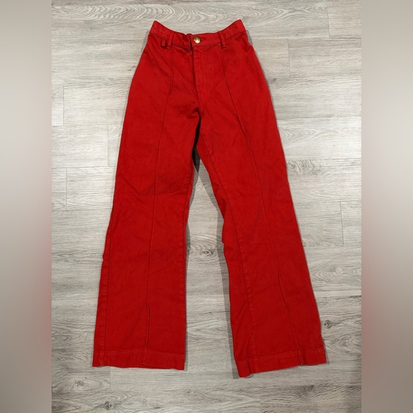 Big Bud Press Western Red High-Waisted Wide-Leg Pants XS - Picture 2 of 6